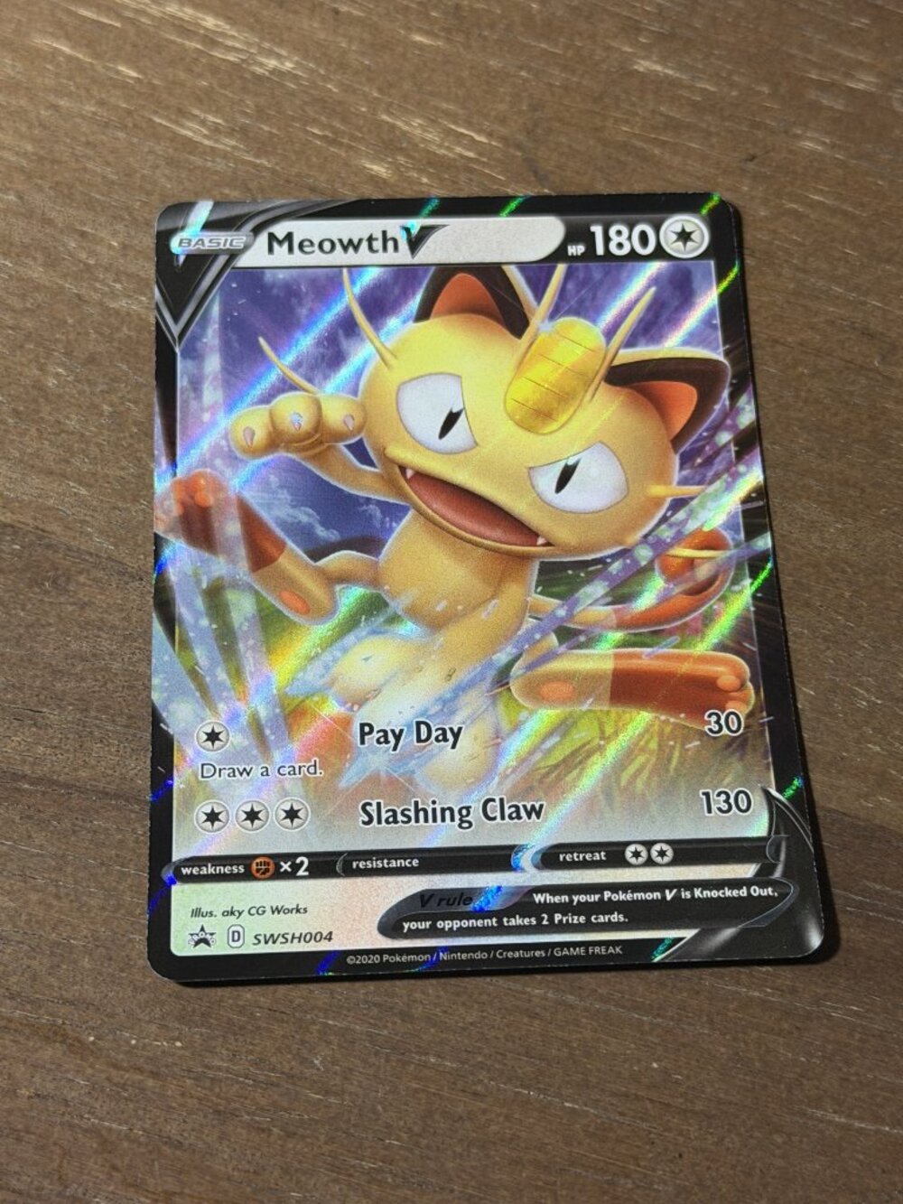 Pokemon Meowth V SWSH004 English Raw EX NM